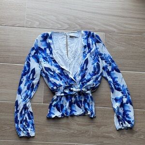 Petal & Pup Blue and White Floral Blouse